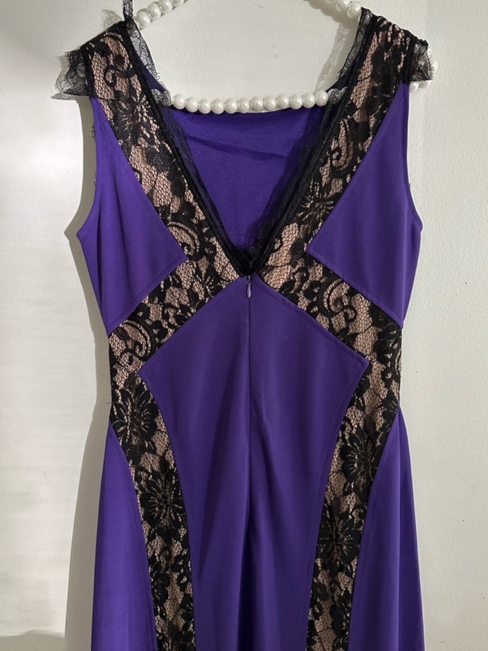 NEW| Fitted Purple Lace-Trim Maxi Dress - Picture 7 of 7